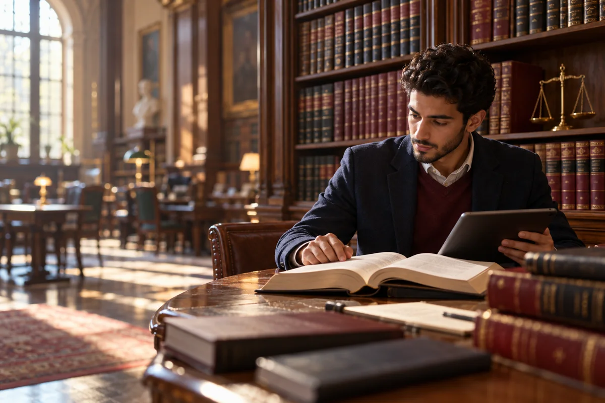 Illustrative student studying law